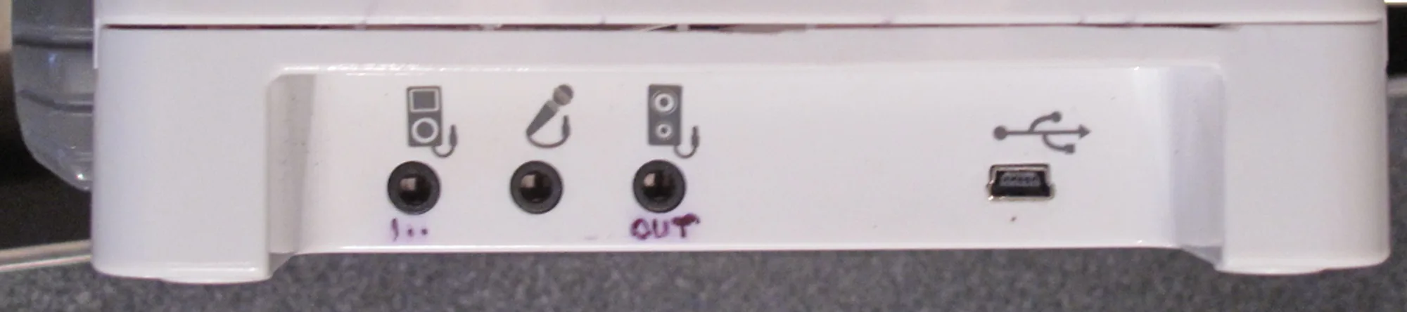 The row of audio and USB sockets along the back of the UCreate.