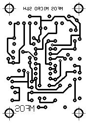 Bottom-layer copper trace artwork for the Micro Sample and Hold PC board, shown as black pads and tracks on white.