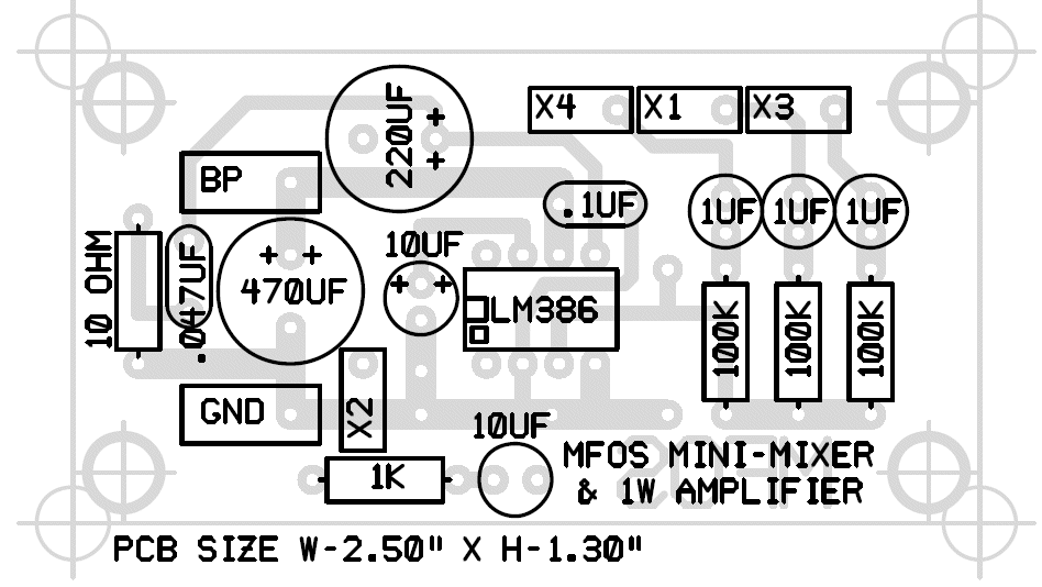 Rev 0 PCB parts layout with component values shown.