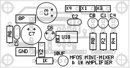 The original Rev 0 mini mixer printed circuit board.