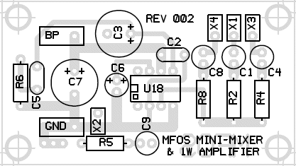 The Rev 02 mini mixer printed circuit board.