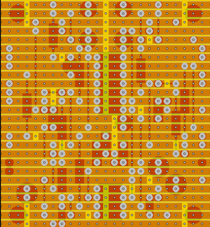 Andrew Sharp's WSG stripboard layout - bottom / track-cut side.
