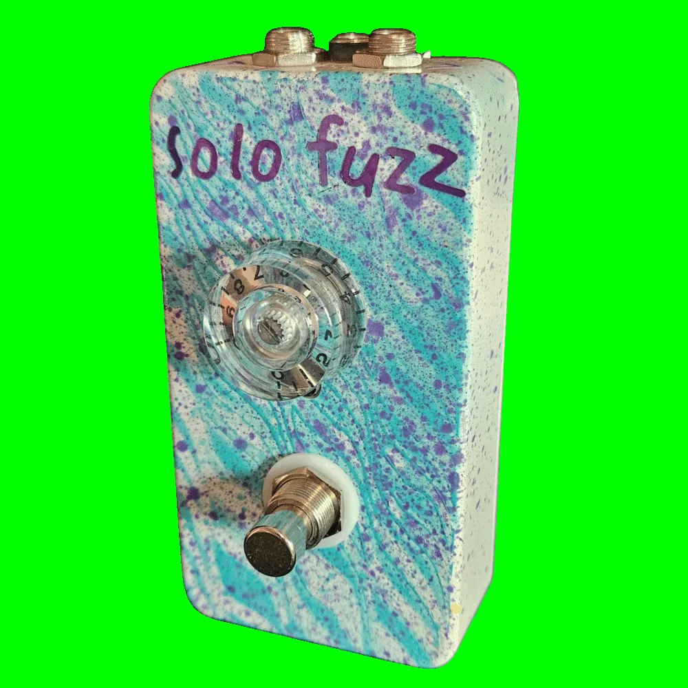 Solo Fuzz prototype pedal with a single purple knob